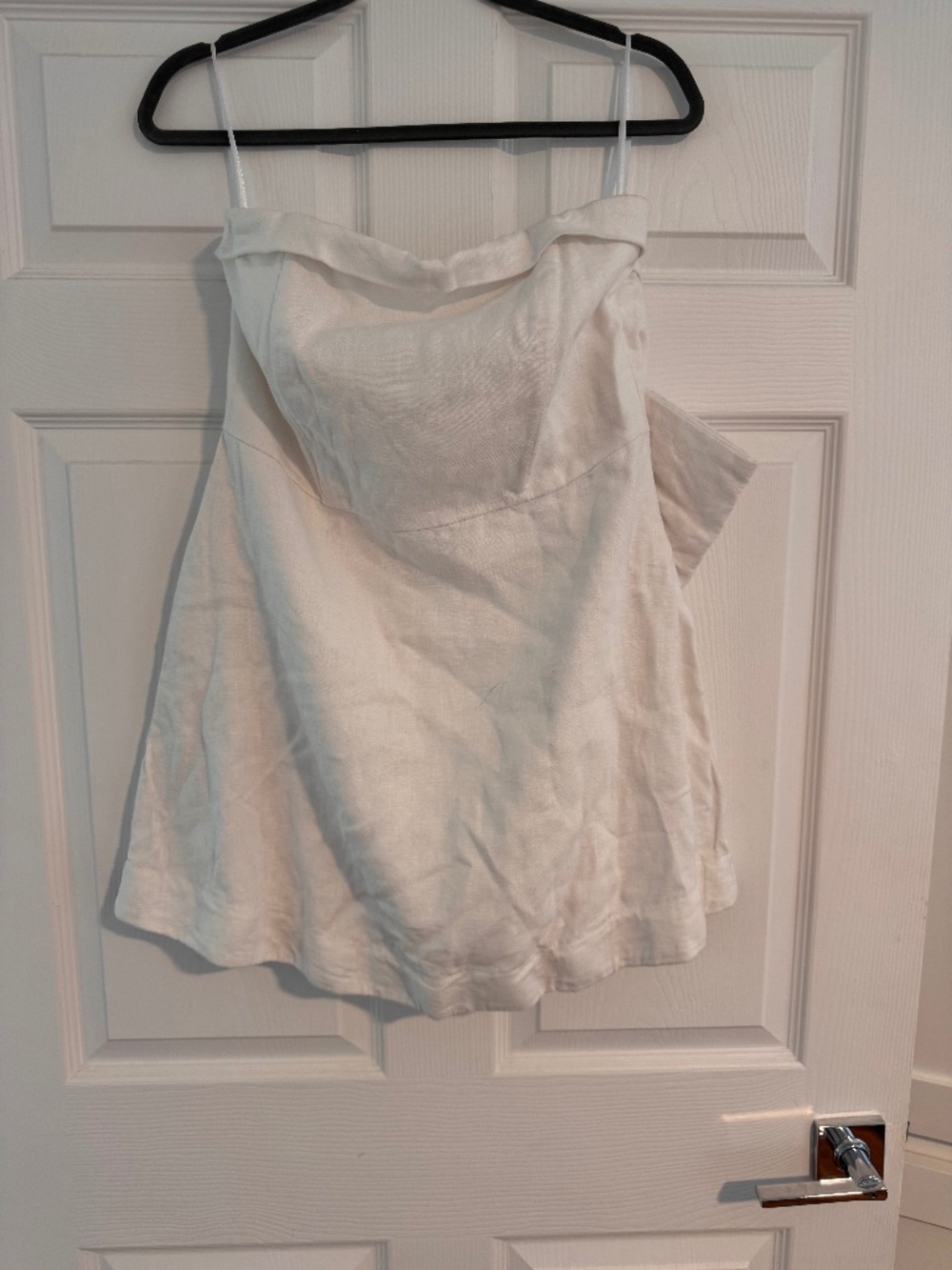 DISSH Ivory Linen Strapless Mini Dress with Bow